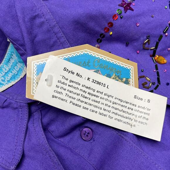 Southwest Canyon 1992 Vintage LS Womens Purple Western Shirt NWT S - Picture 5 of 10